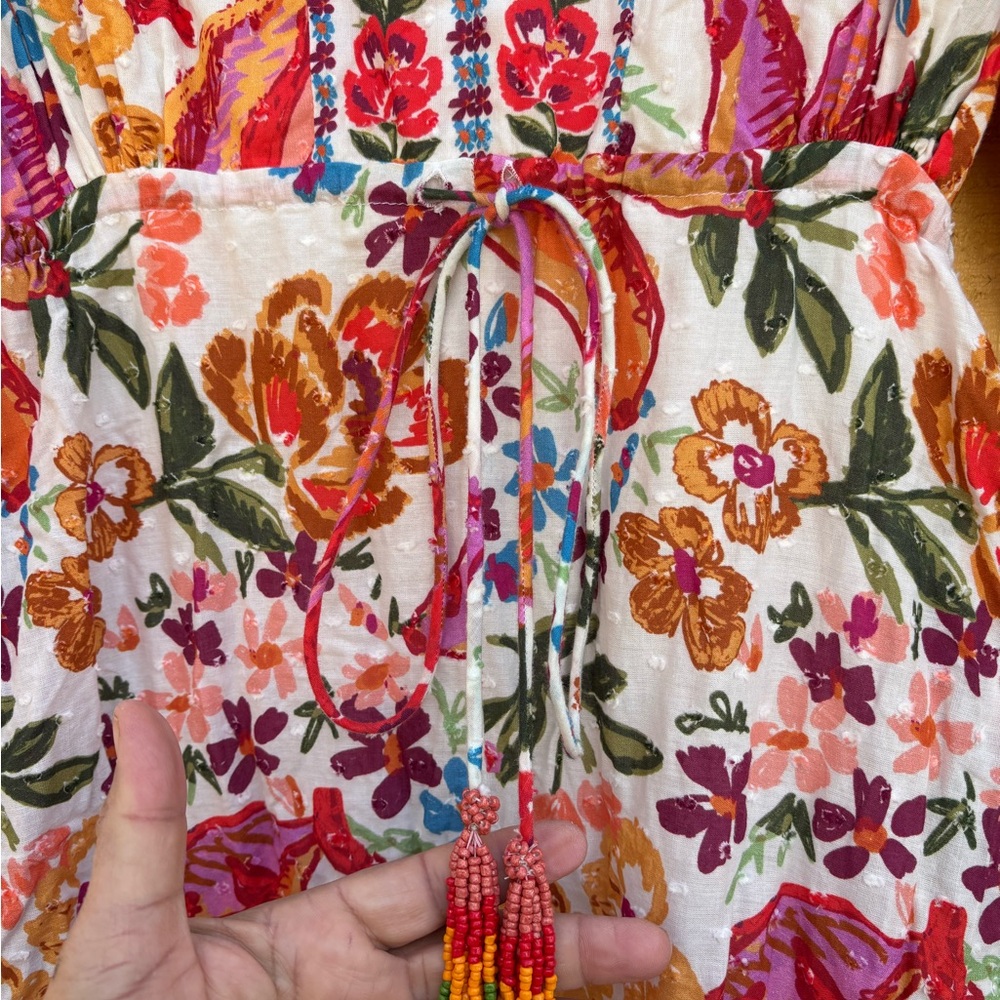 FARM Rio Pink Floral V-Neck Maxi Dress with Tie Sleeves - Picture 9 of 16